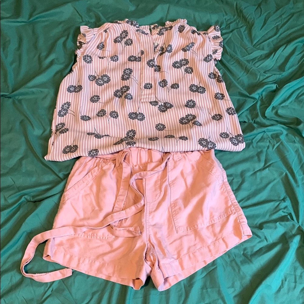 Floral Print Sleepwear Set - Pink and White